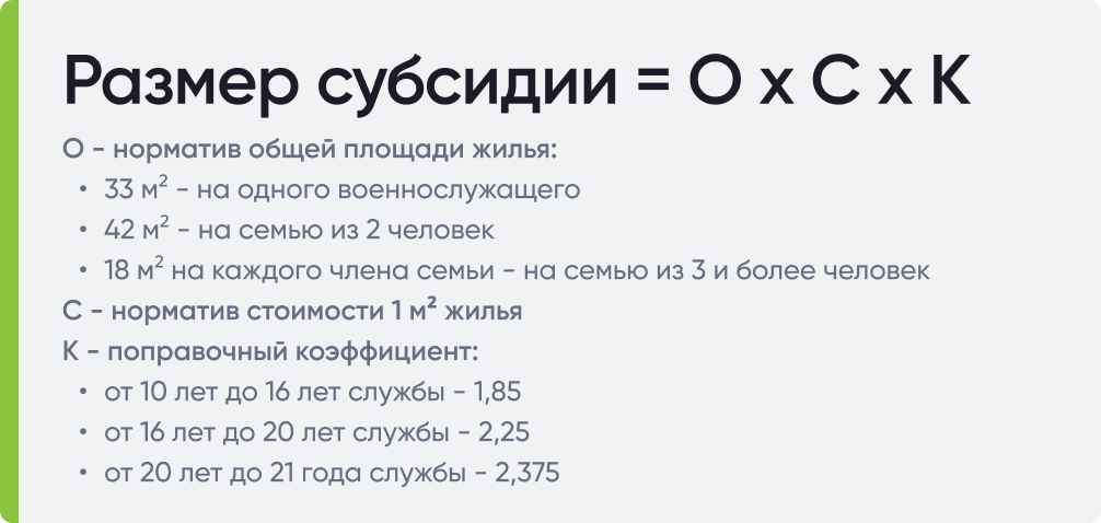 Сколько должно быть непрерывного стажа для субсидии на жилье военнослужащим